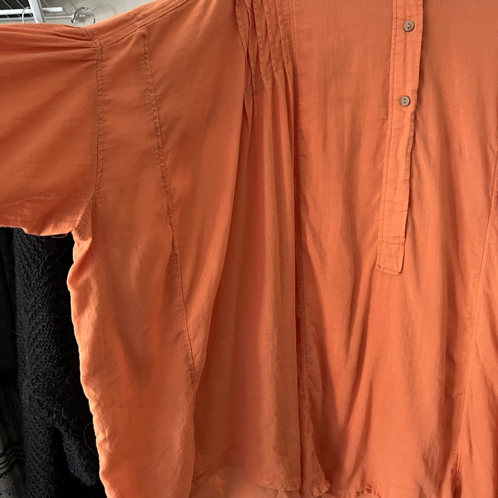 Free, People oversized, shirt, size large color is orange - Picture 2 of 7